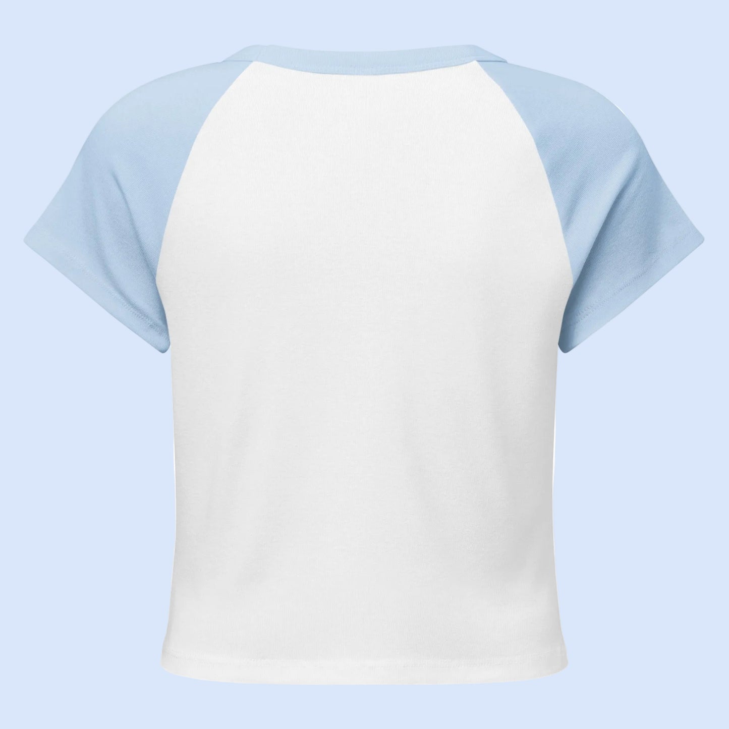 Crop top Divorce Party vu de dos avec manches bleu clair, silhouette ajustée et finition soignée.