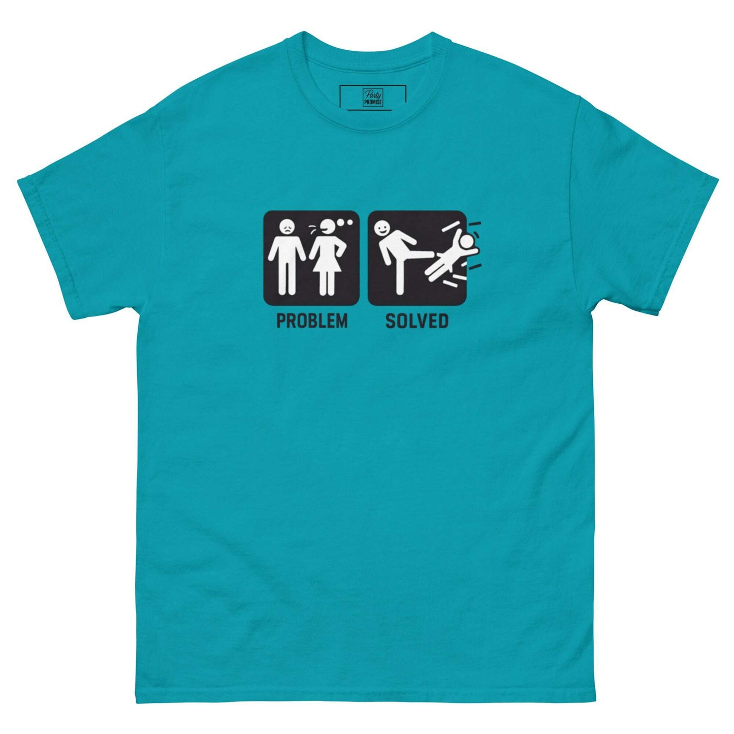 Tee-shirt_bleu_canard_Problem_Solved_Divorce_Party