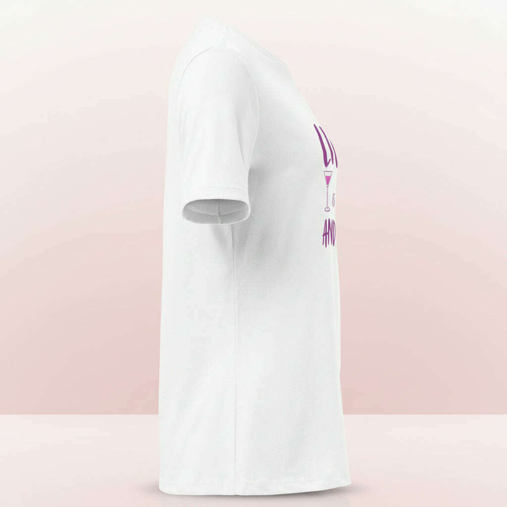 t-shirt-“life-is-pink-party”-–-blanc-rose-–-coupe-décontractée-slogan-roseviolett-shirt-femmeparty-promise-35032476