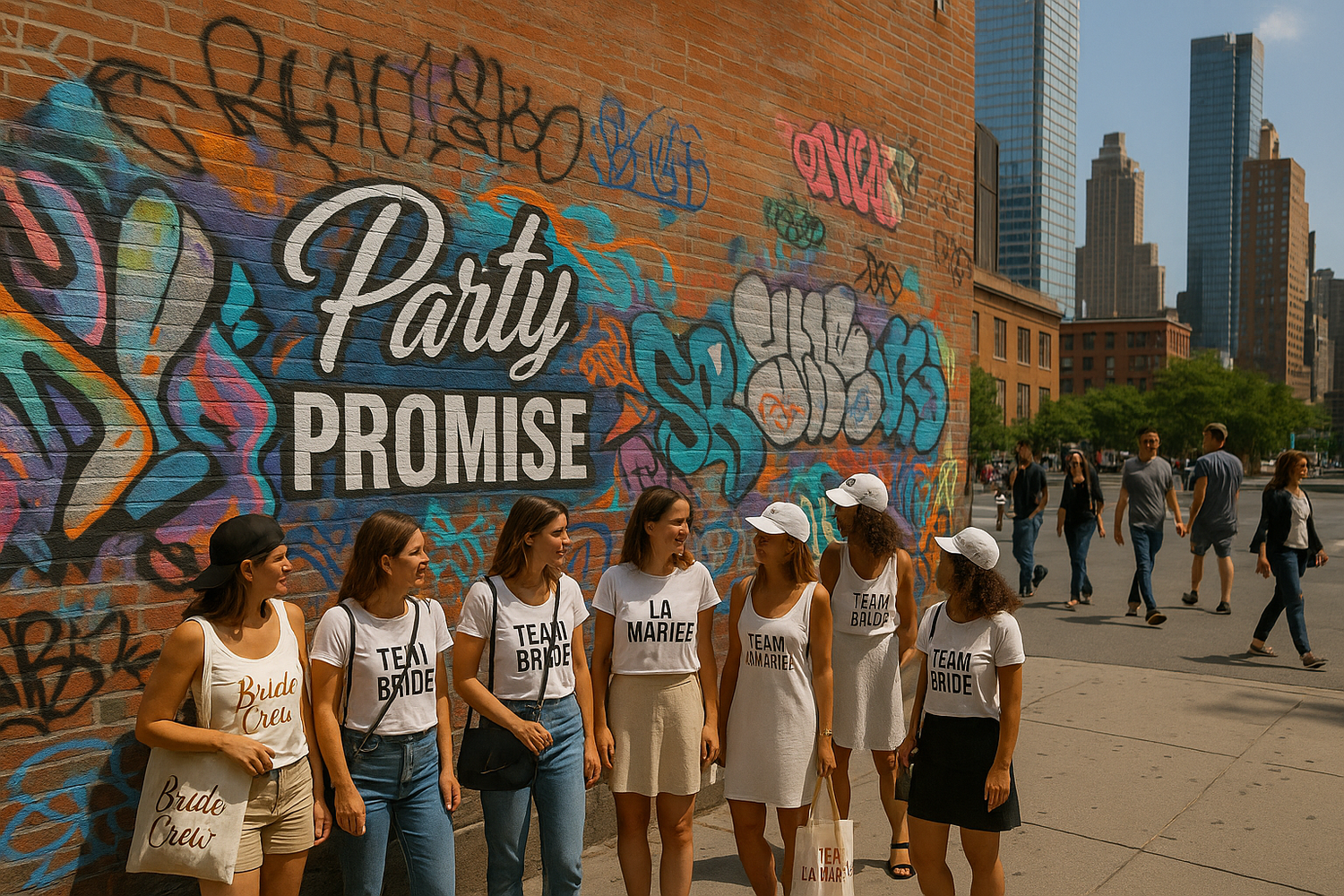 Urban Bachelorette Party in New York – Team Bride Street Style by Party Promise