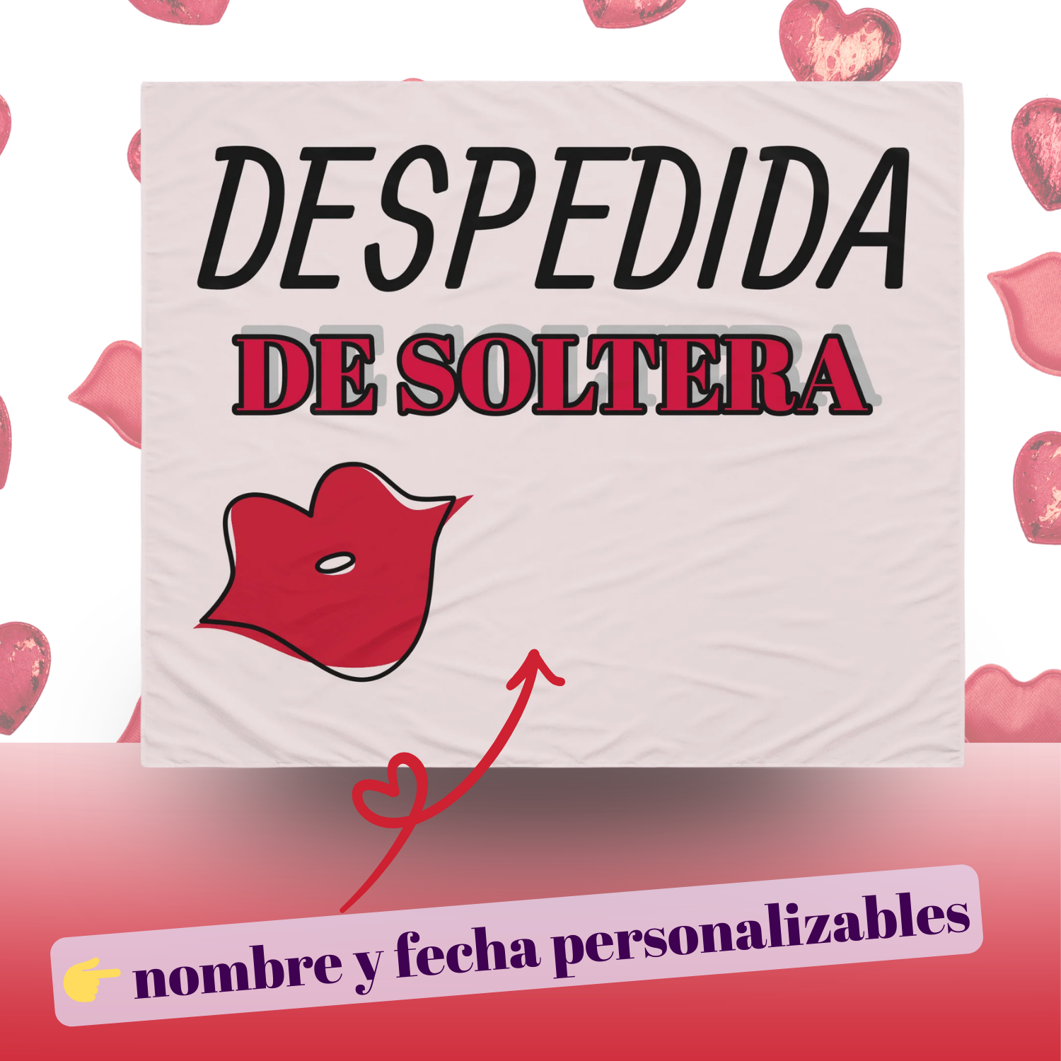 Bandera decorativa despedida de soltera personalizada con texto nombre y fecha ideal para decoracion de fiesta bachelorette evento entre amigas — rosa-2