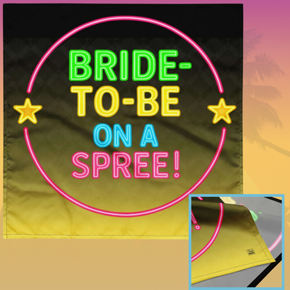 Neon Bride To Be On A Spree circular logo design vibrant festival style graphic for bachelorette accessories Green Neon