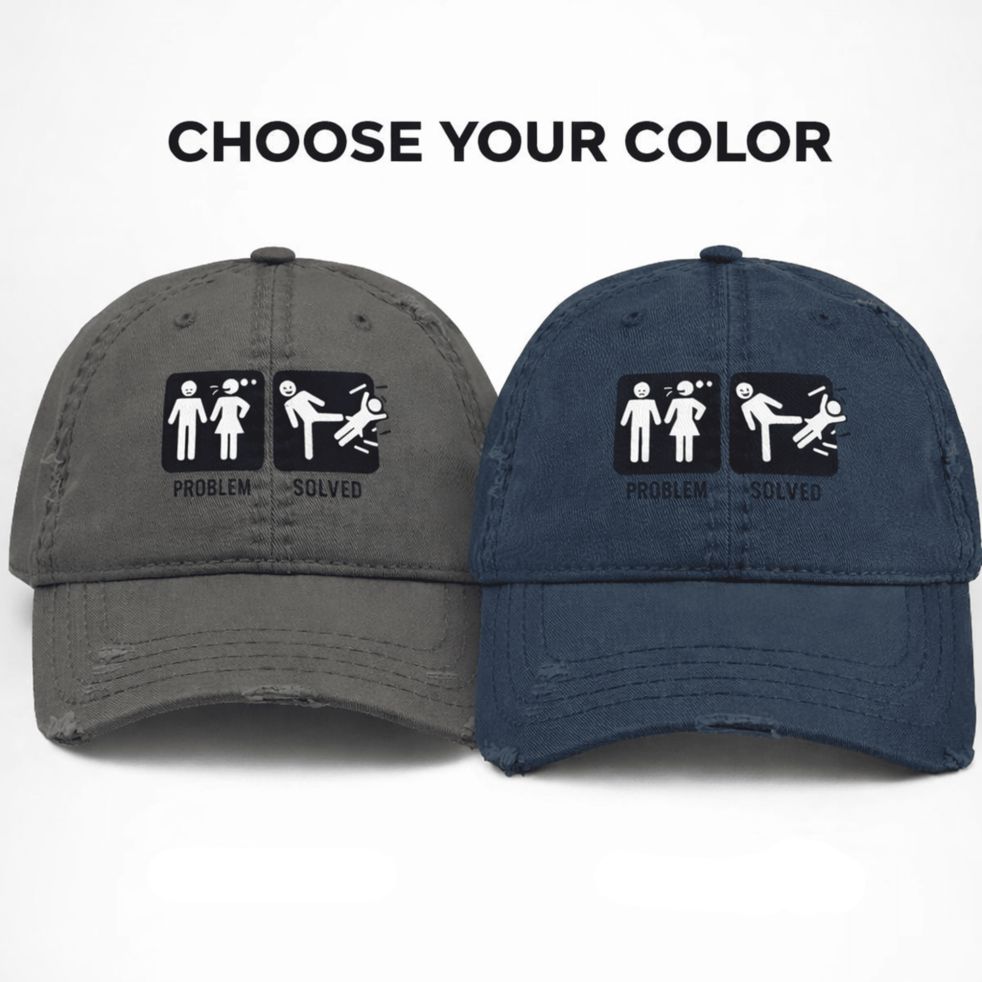Casquette_divorce_party_Problem_Solved_Gris_et_bleu