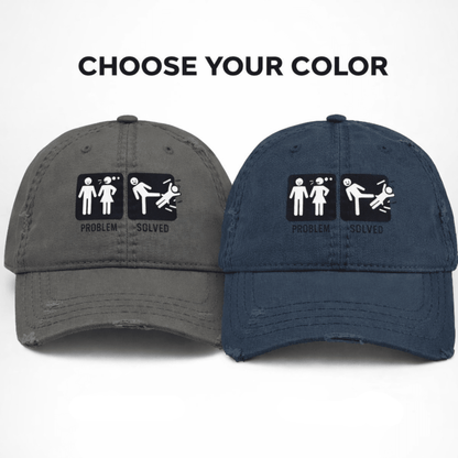 Casquette_divorce_party_Problem_Solved_Gris_et_bleu