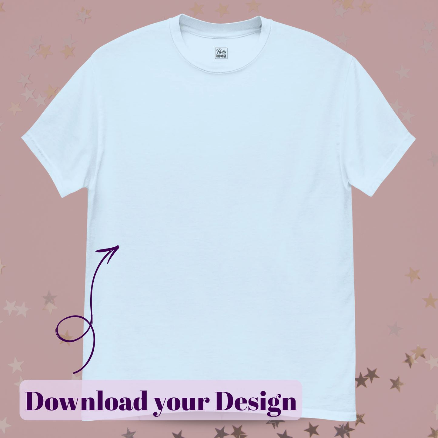 Custom_Front_Print_T-Shirt_Upload_Your_Design_Online_Blue for party, bachelorette party, birthay, divorce party