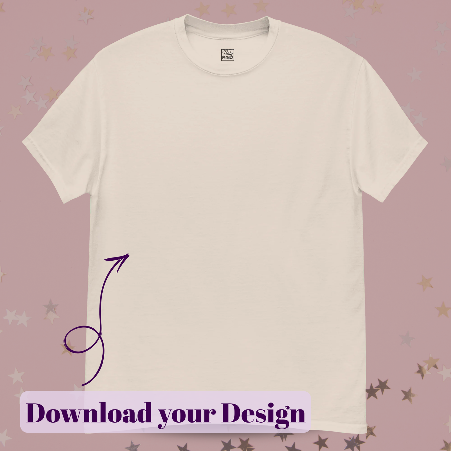 Custom_Front_Print_T-Shirt_Upload_Your_Design_Online_Natural for party, bachelorette party, birthay, divorce party