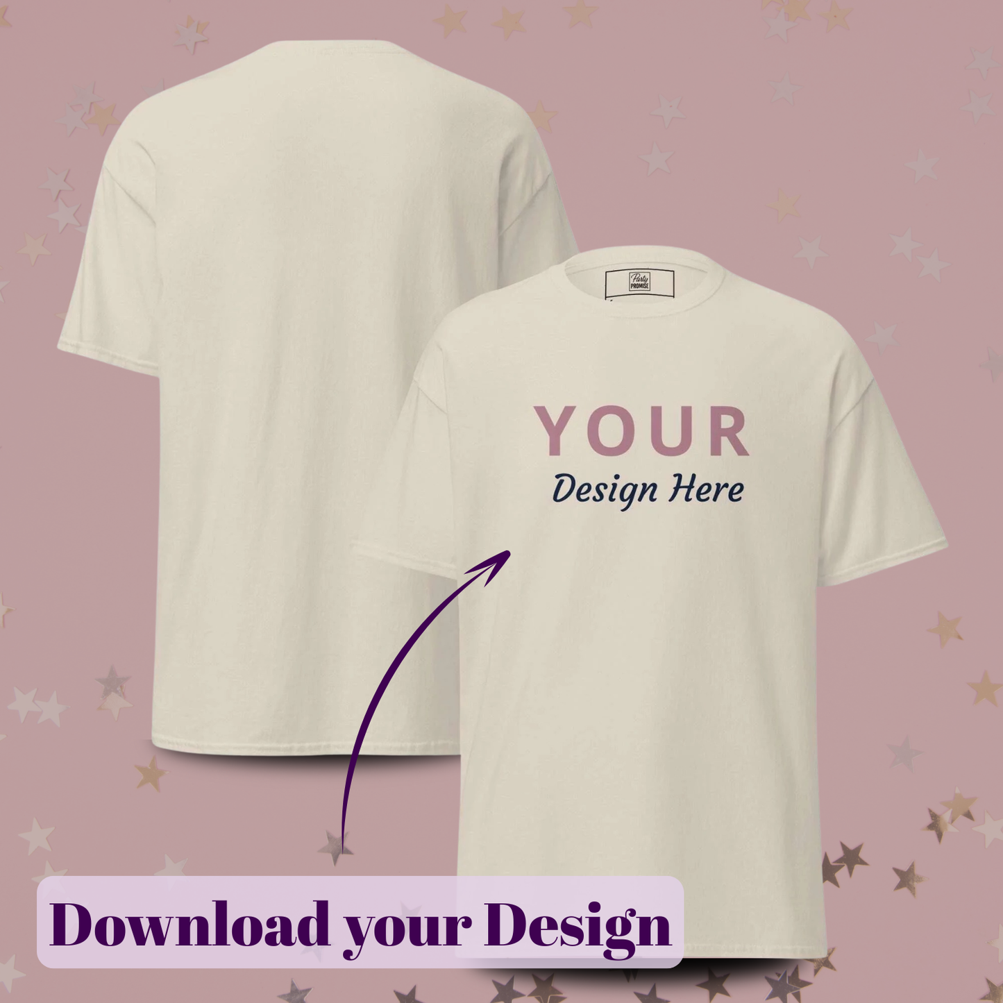 Custom_Front_Print_T-Shirt_Upload_Your_Design_Online_Natural for party, bachelorette party, birthay, divorce party