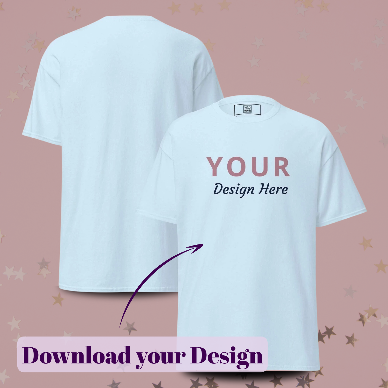 Custom_Front_Print_T-Shirt_Upload_Your_Design_Online_Blue for party, bachelorette party, birthay, divorce party