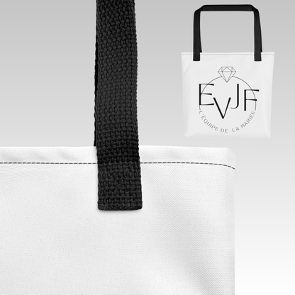 Zoom sur les anses et couture du tote bag EVJF équipe de la mariée