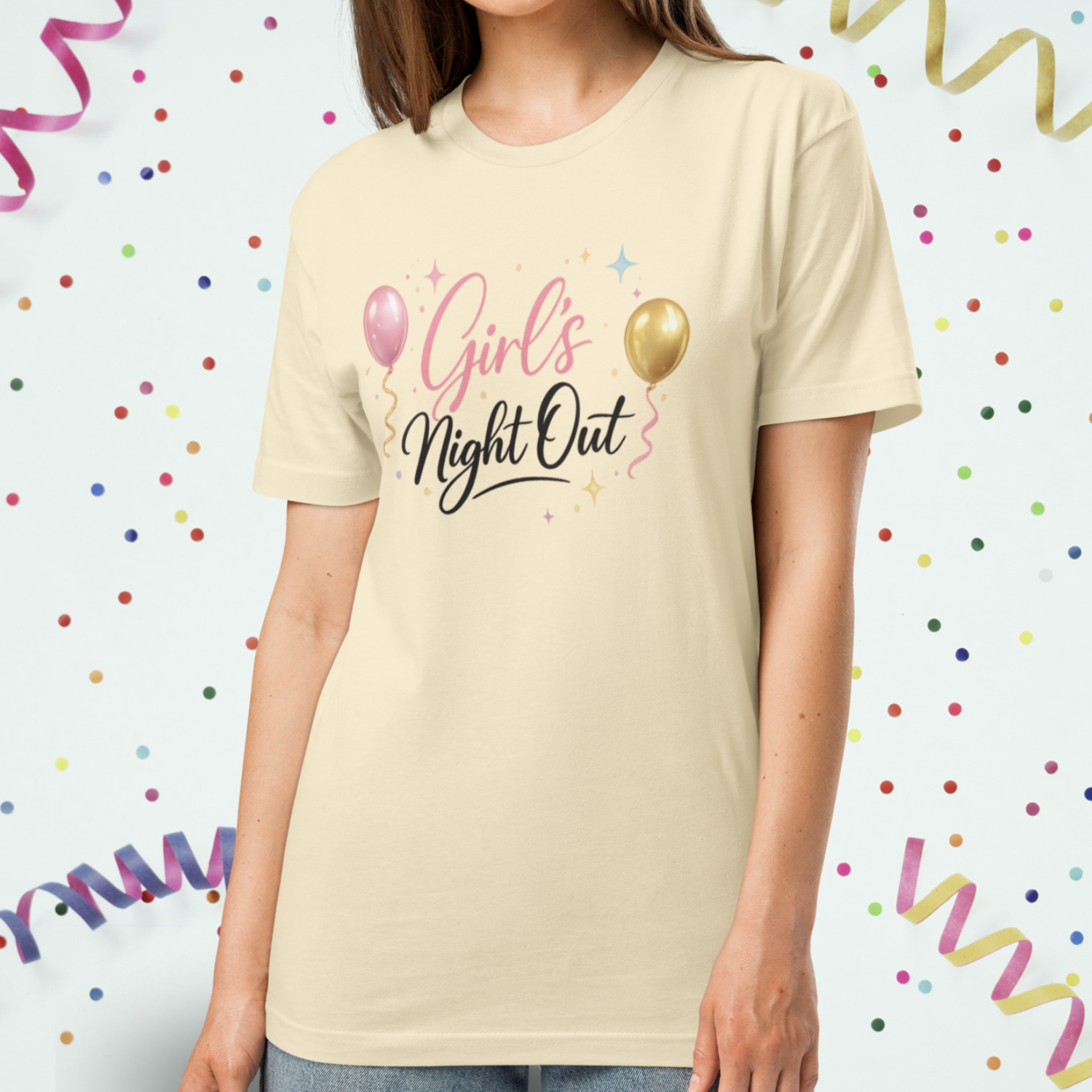 T-shirt "Girl’s Night Out" – Coton Doux & Coupe Ajustée (S au 4XL). Beige clair par tee shirt