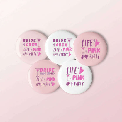 lot-de-5-badges-“life-is-pink-and-party”-–-collection-pink-partybadgeparty-promise-35032510