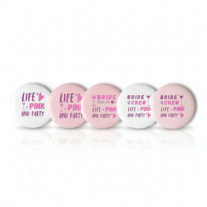 lot-de-5-badges-“life-is-pink-and-party”-–-collection-pink-partybadgeparty-promise-35032511