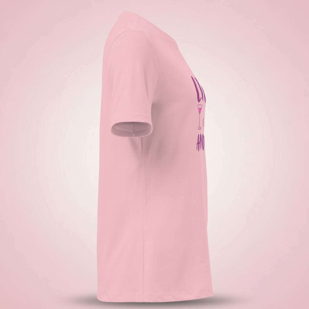 t-shirt-“life-is-pink-party”-–-blanc-rose-–-coupe-décontractée-slogan-roseviolett-shirt-femmeparty-promise-35032468