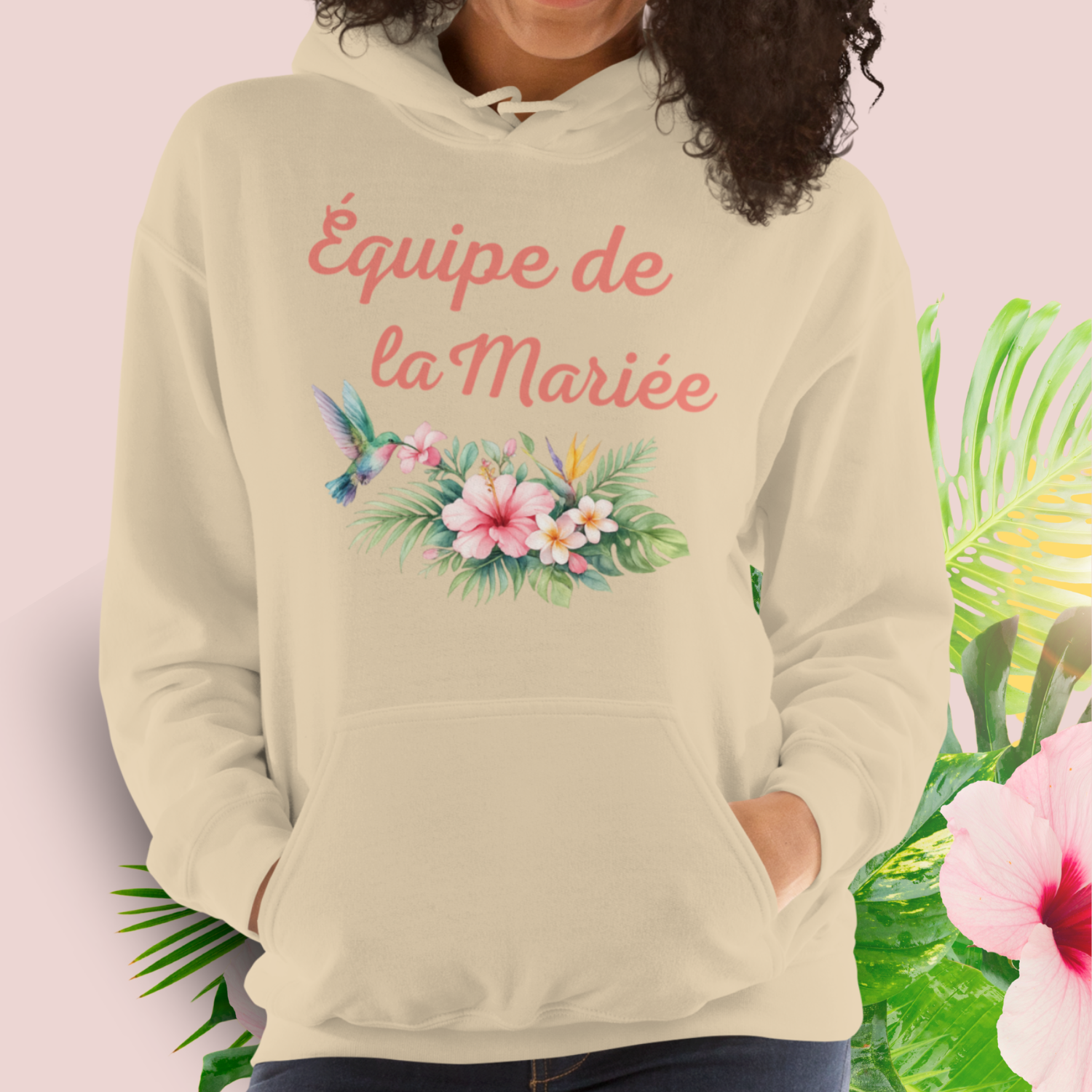Sweat à capuche Équipe de la Mariée – Hoodie EVJF Team Bride | Party Promise. Sable par sweat a capuche