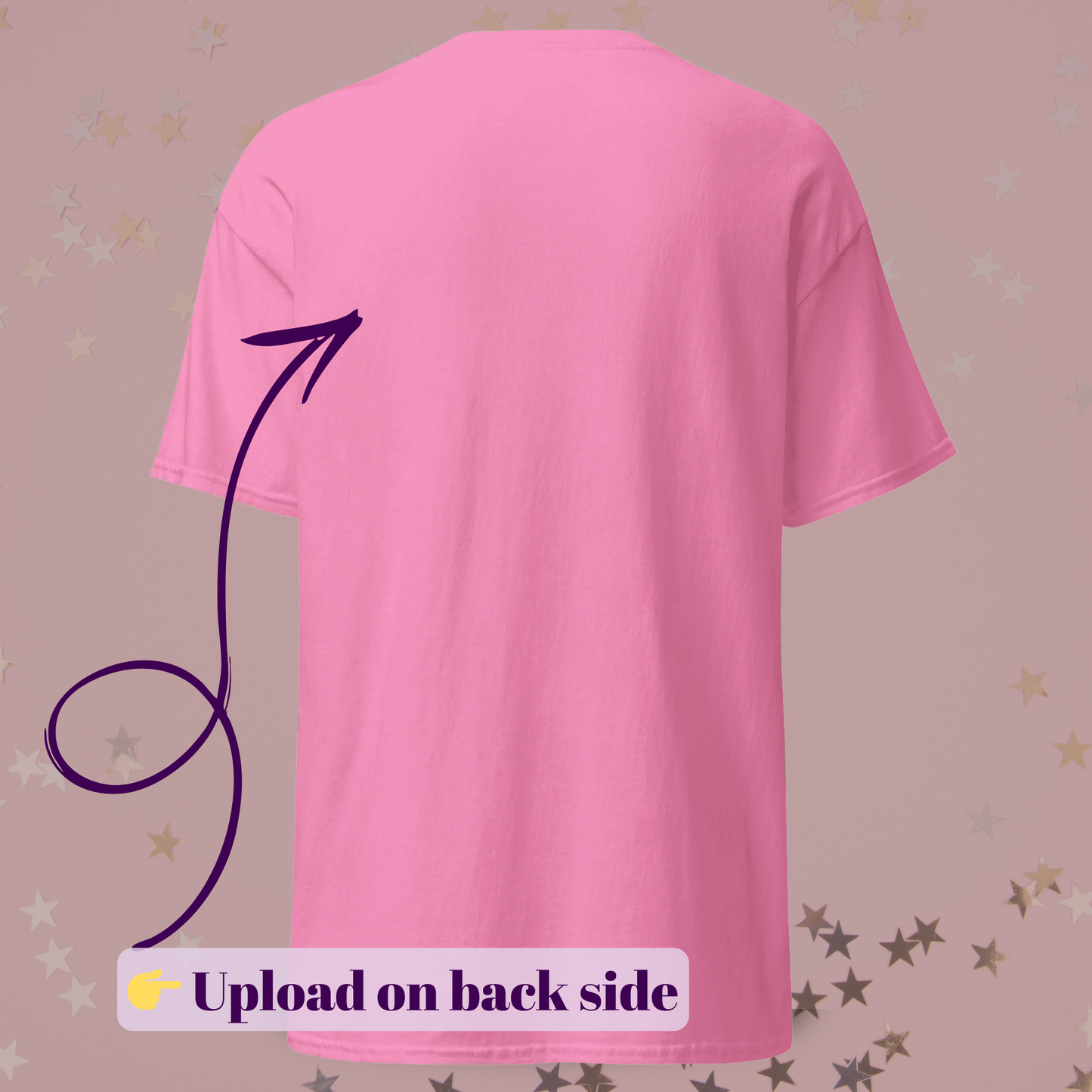 T_Shirt_rose_Personnalisable_au_Dos_avec Telechargement_de_votre design ou logo, pour evjf, bachelorette party, divorce party, travail, anniversaire