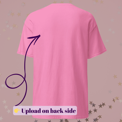 T_Shirt_rose_Personnalisable_au_Dos_avec Telechargement_de_votre design ou logo, pour evjf, bachelorette party, divorce party, travail, anniversaire