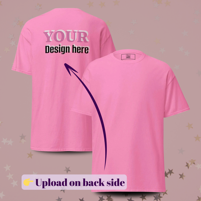 T_Shirt_rose clair_Personnalisable_au_Dos_avec Telechargement_de_votre design ou logo, pour evjf, bachelorette party, divorce party, travail, anniversaire