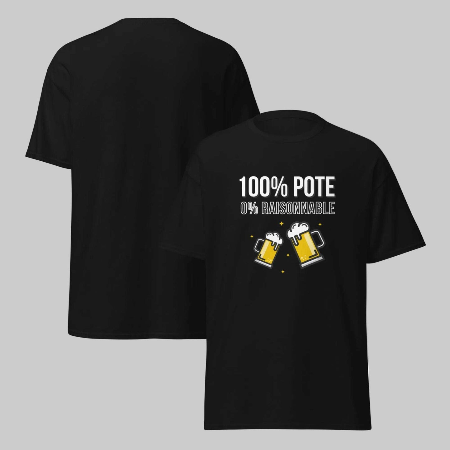 T-shirt_100_Pote_noir_vue_face_et_dos
