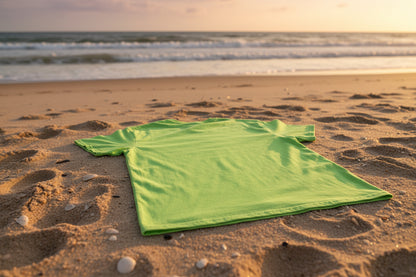 T-shirt vert clair Beach Bride avec design tropical. Teinte fraîche et estivale parfaite pour une ambiance beach party.