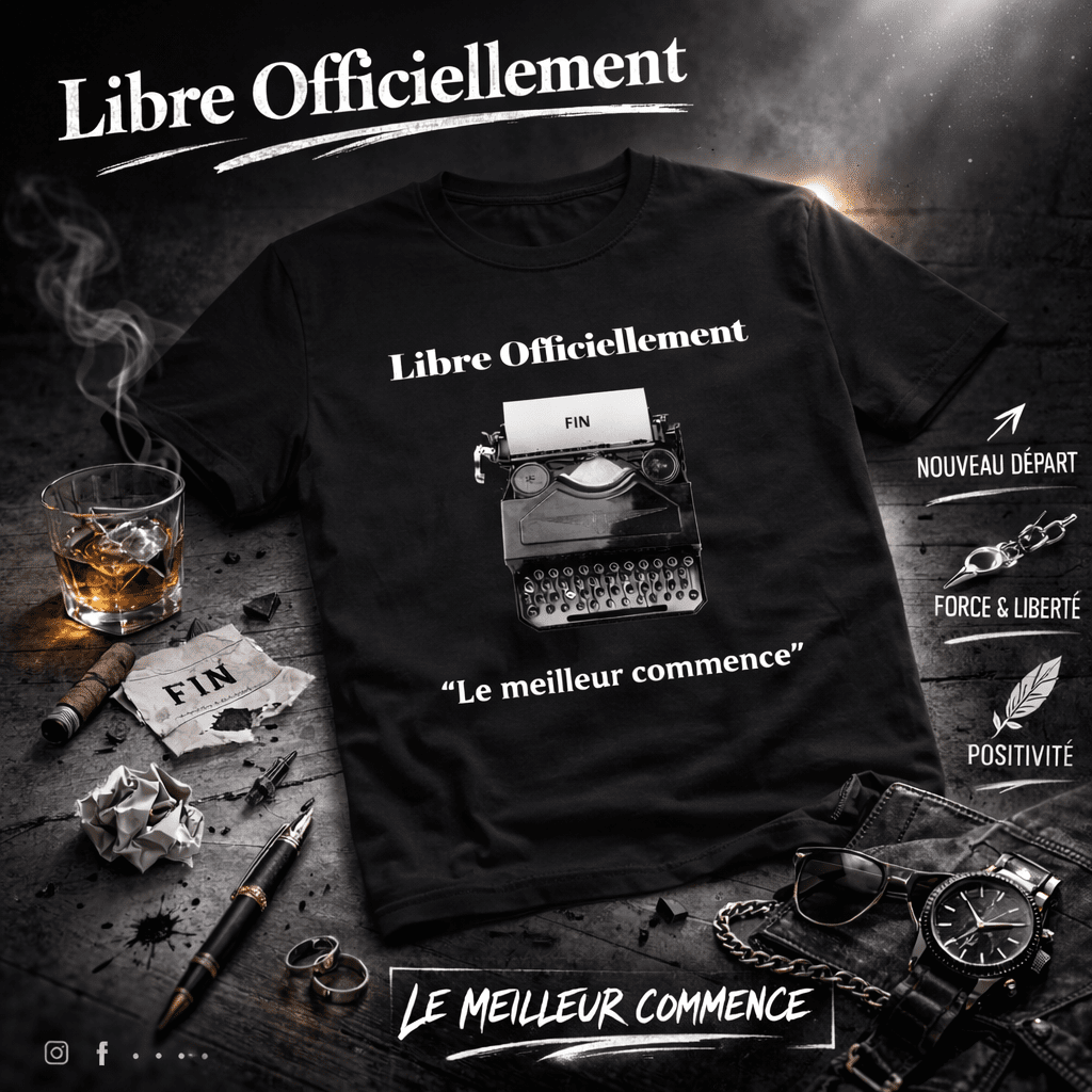 T-shirt_Divorce_Libre_Officiellement_F_te_de_Divorce_Mod_le_Unisexe_Noir
