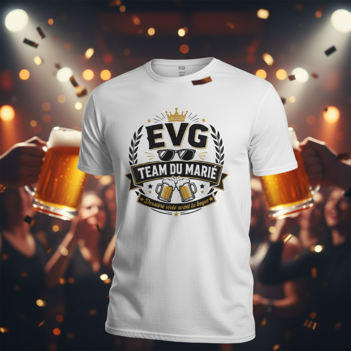 T-shirt EVG Team du Marié – T-shirt pour Homme de Fête de Mariage, Design Personnalisable par tee shirt