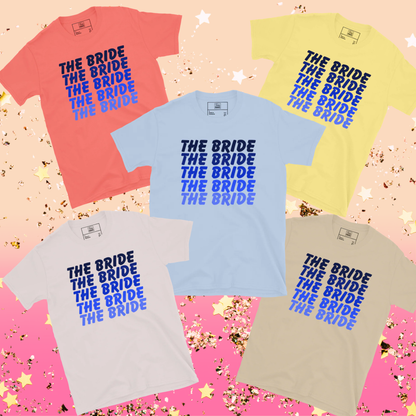 T-shirts Bride Crew assortis pour EVJF. Coupe confortable, couleurs vibrantes et look parfait pour une équipe de mariée coordonnée et une fête inoubliable.