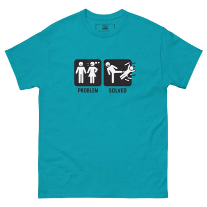 Tee-shirt_bleu_canard_Problem_Solved_Divorce_Party