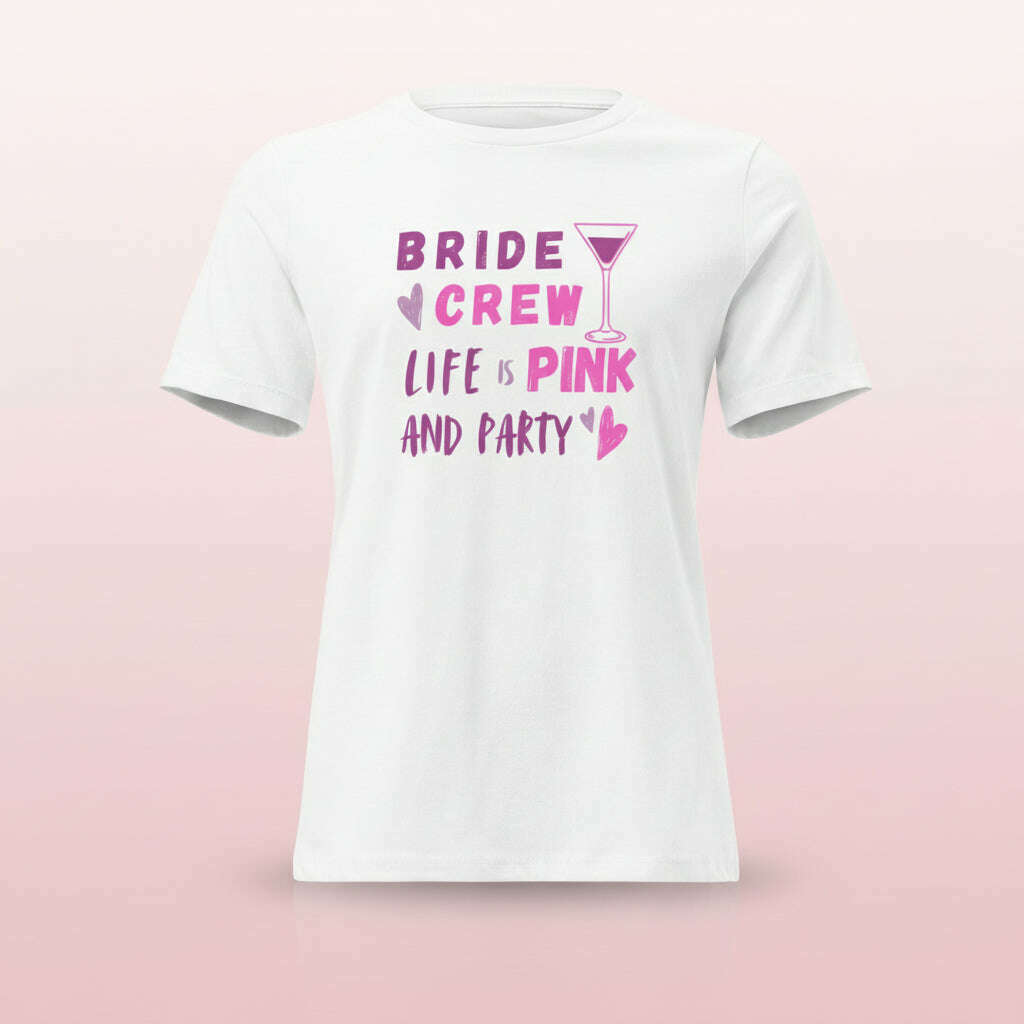 t-shirt-“bride-crew-–-life-is-pink-and-party”-–-blanc-rose-–-coupe-décontractéet-shirt-femmeparty-promise-35032499