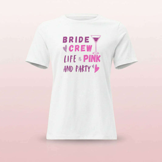 t-shirt-“bride-crew-–-life-is-pink-and-party”-–-blanc-rose-–-coupe-décontractéet-shirt-femmeparty-promise-35032499