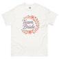 T-shirt Team Bride Boho Chic blanc posé à plat personnalisé design unique party promise