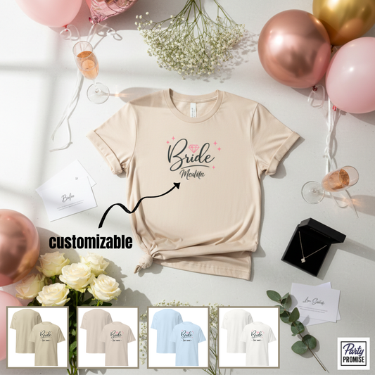 tee shirt couleur naturel ride avec le nom de la mariée parsonnalisable