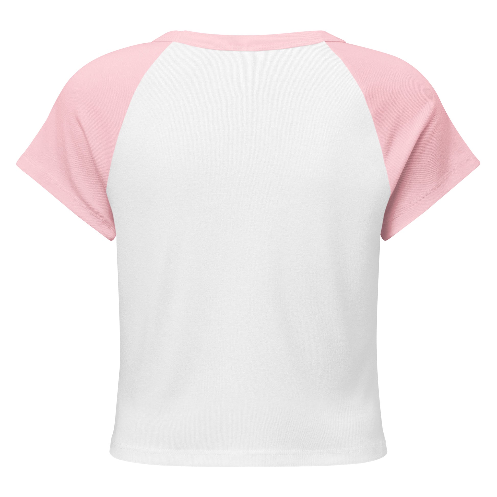 Flatlay of the Team Bride Pink Party raglan t-shirt on a plain white backdrop. The fitted silhouette and baseball-inspired design give it a fun, modern look perfect for bachelorette photos.
