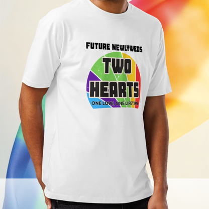 Pink women t-shirt with equipo de la novia illustration showing three friends celebrating a bride to be