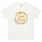 A white “Team Bride” Boho Chic t-shirt displayed on a neutral background, highlighting its soft cotton texture and clean, structured fit.