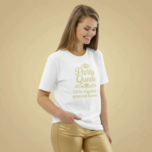t-shirt-blanc-“party-queen-–-girls-together-promise-forever”-–-écriture-dorée-–-s-à-5xl-–-collection-white-goldt-shirt-femmeparty-promise-35032795