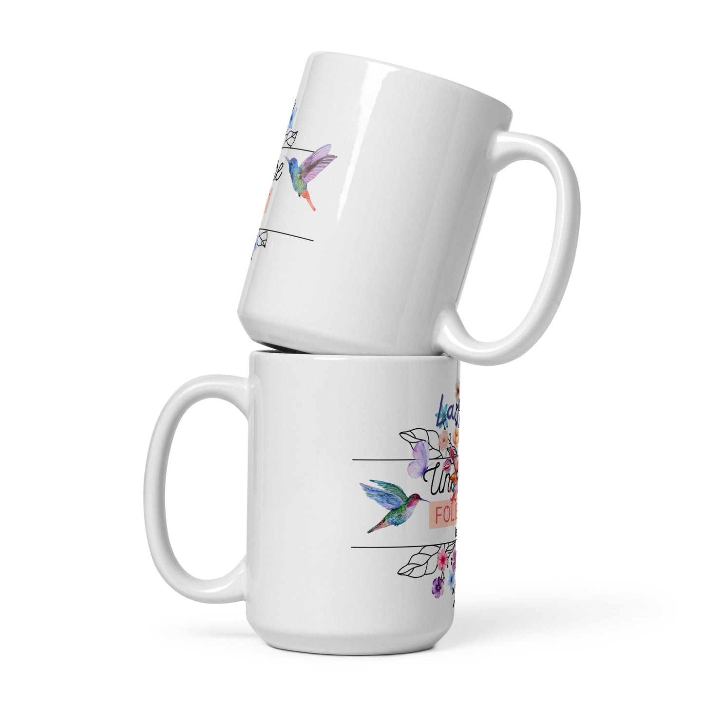 Mug Blanc Brillant "une derniere folie avant le ouii" -La Mariée ! 15 oz par décoration de table